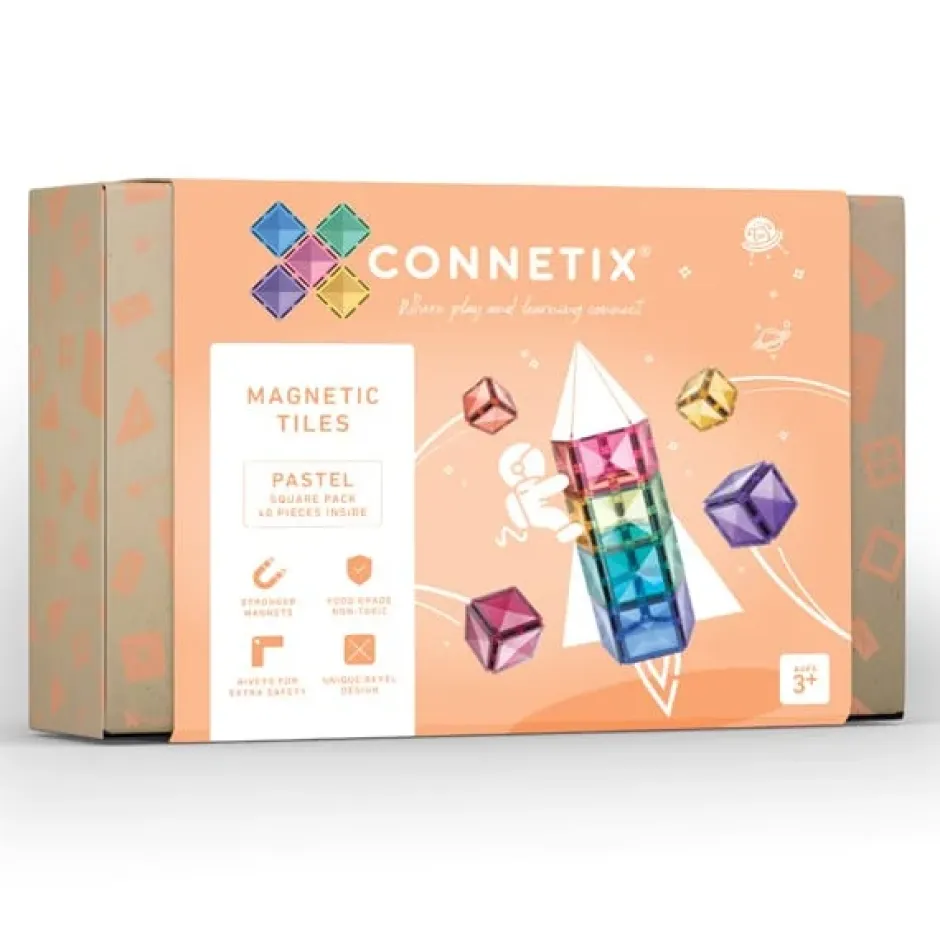 Sale Connetix Aanvullende Set Met Vierkanten, 40 Stuks Pastel