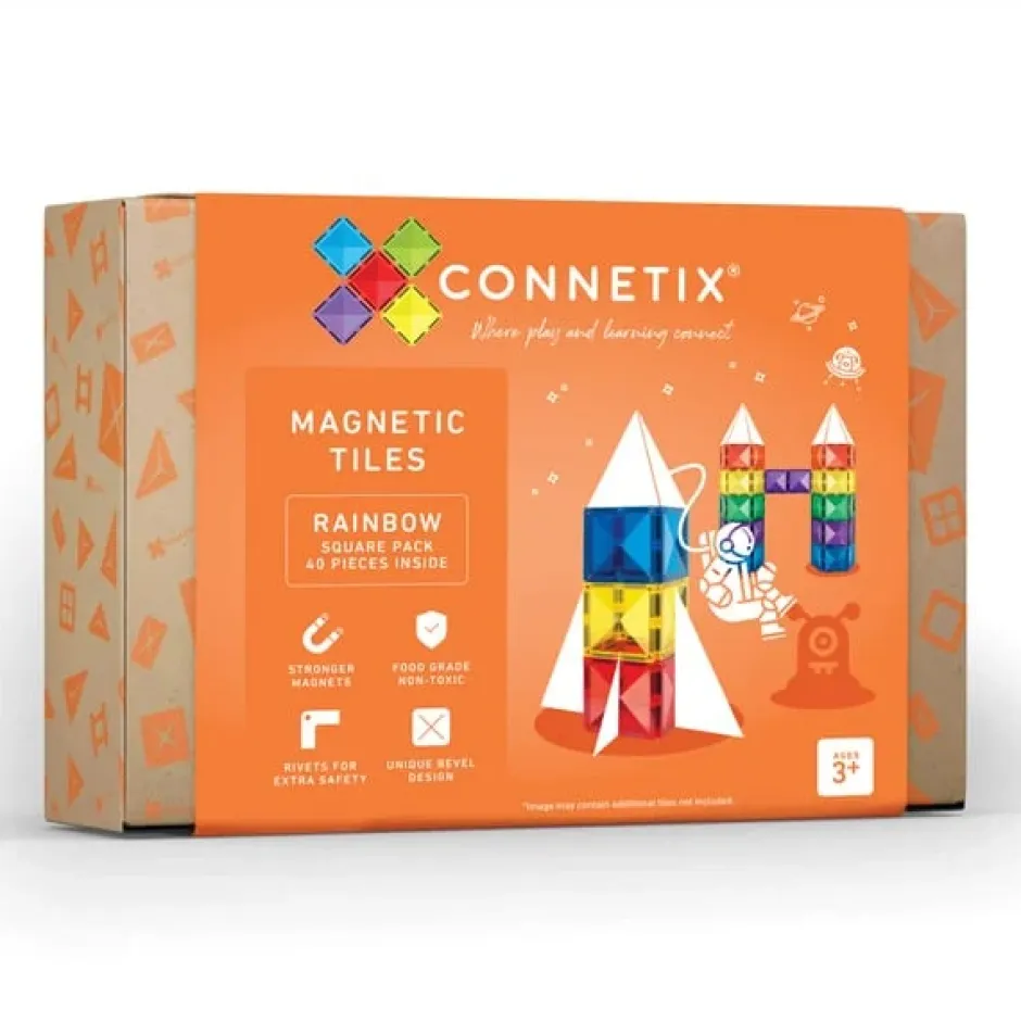 Discount Connetix Aanvullende Set Met Vierkanten, 42 Stuks Regenboog