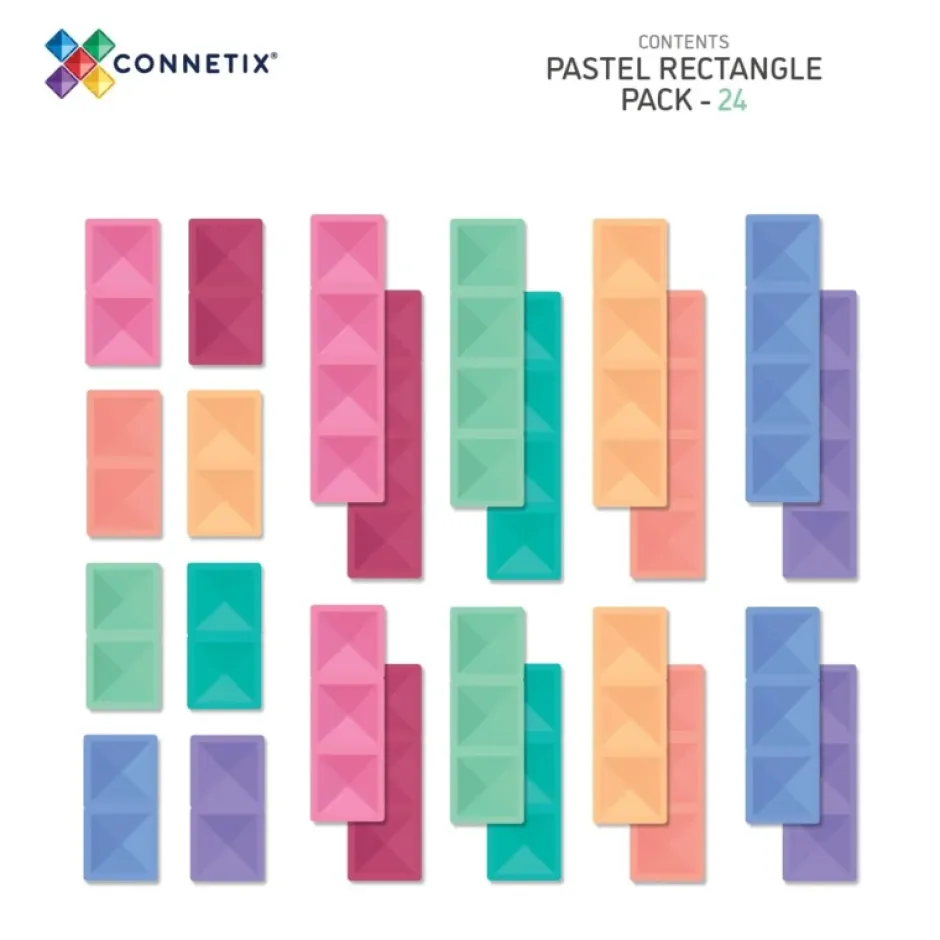 Clearance Connetix Pastel Rectangle Pack, 24 Stuks