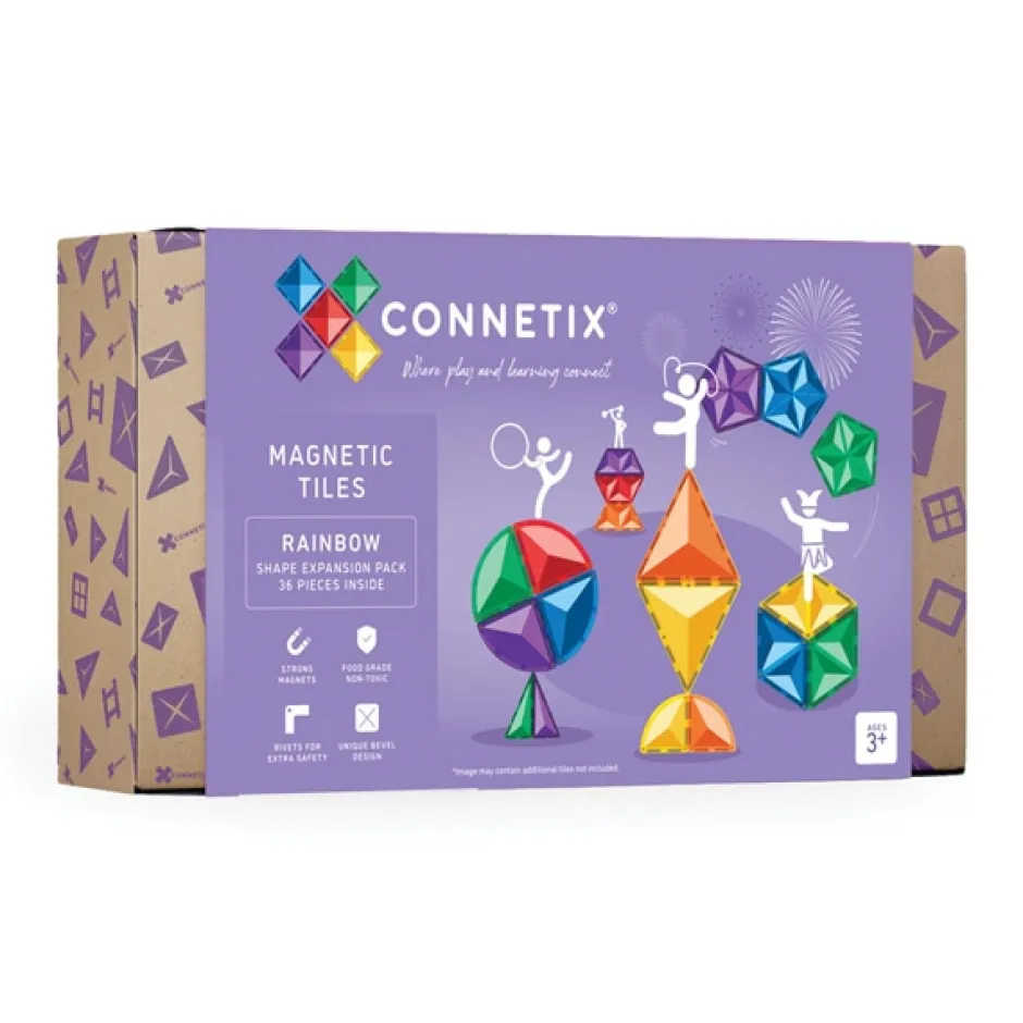 Online Connetix Regenboog Vormen Uitbreidingen Set, 36 Stuks