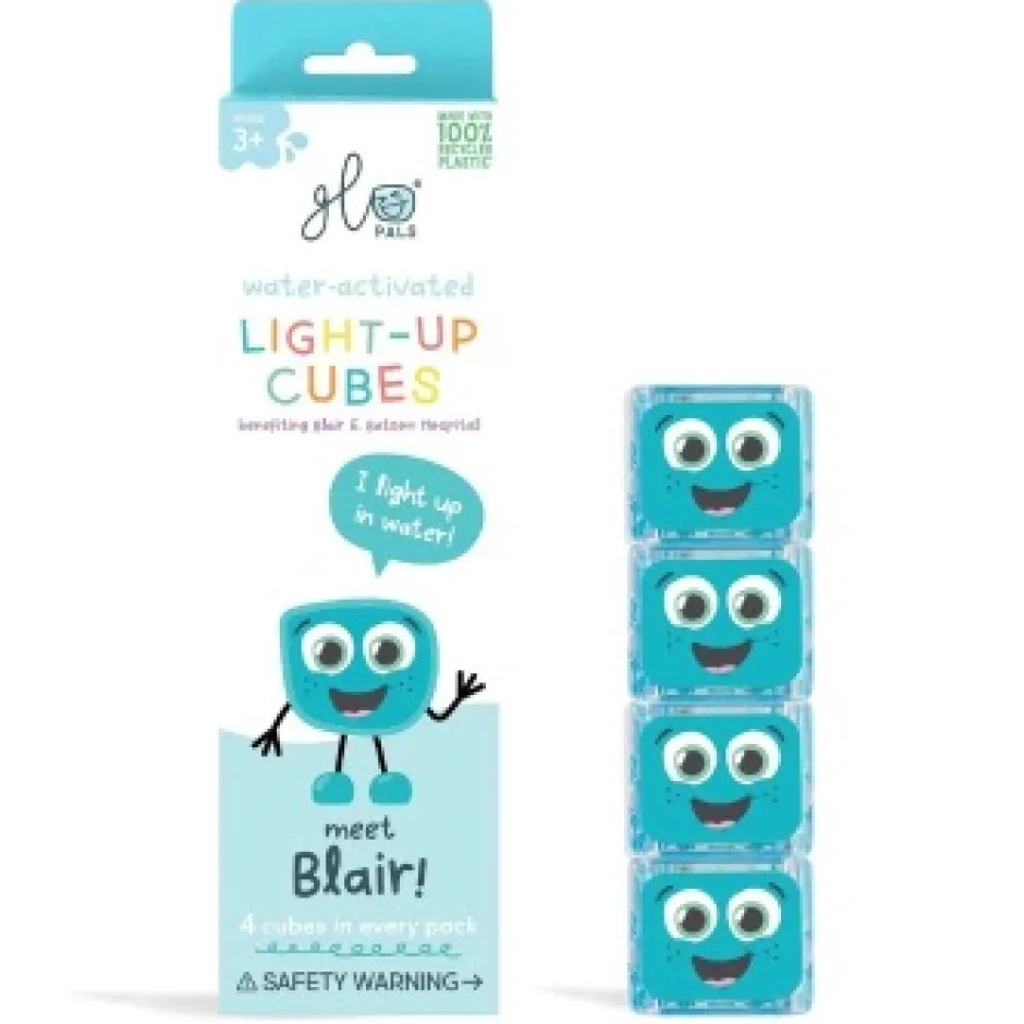 Clearance Glo Pals Light Up Cubes Blauw, 4 Stuks