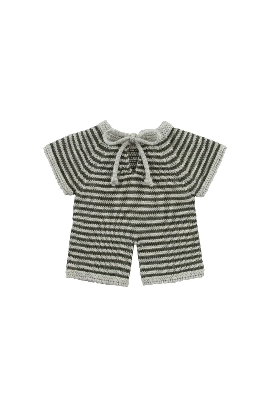 Outlet We are GOMMU Gommu Onepiece Lang, Grijs Met Donkergroene Dunne Streepjes