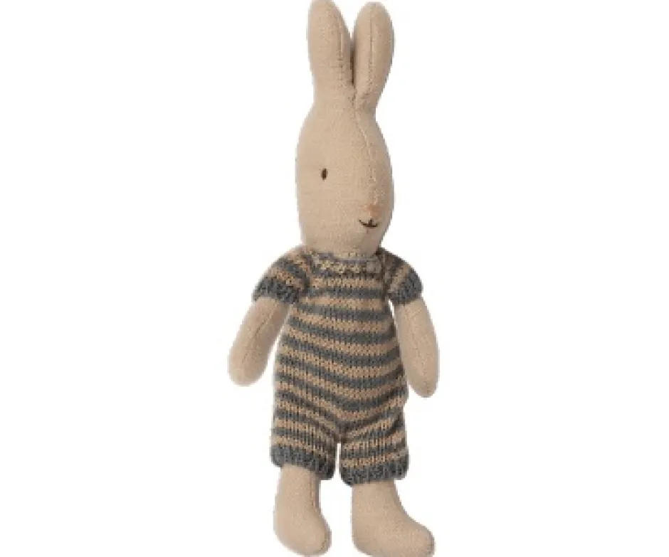 Fashion Maileg - Rabbit (size Micro), Blauw Gestreept Pakje