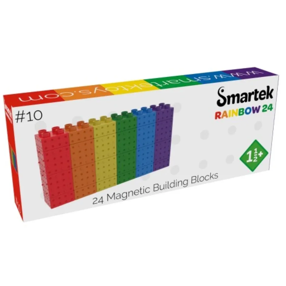 New Smartek Magnetische Bouwblokken, 24 Stuks Regenboogkleuren